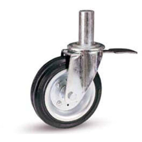 Ruote industriali gomma e perno girevole freno tubo innocenti80bisbi - Ø mm.200x50 - mm.155h. 205dan