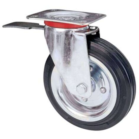 Ruote industriali in gomma con piastra girevole e freno 80bis - Specifiche: Ø mm 80x25 piastra mm 100x85 108h  50daN
