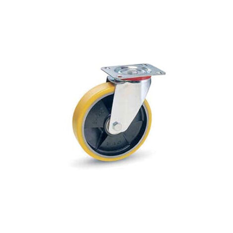 Ruote industriali in poliuretano nucleo ghisa c/piastra girevole22se - Specifiche: Ø mm 125x25 piastra mm 100x85 155h  130daN