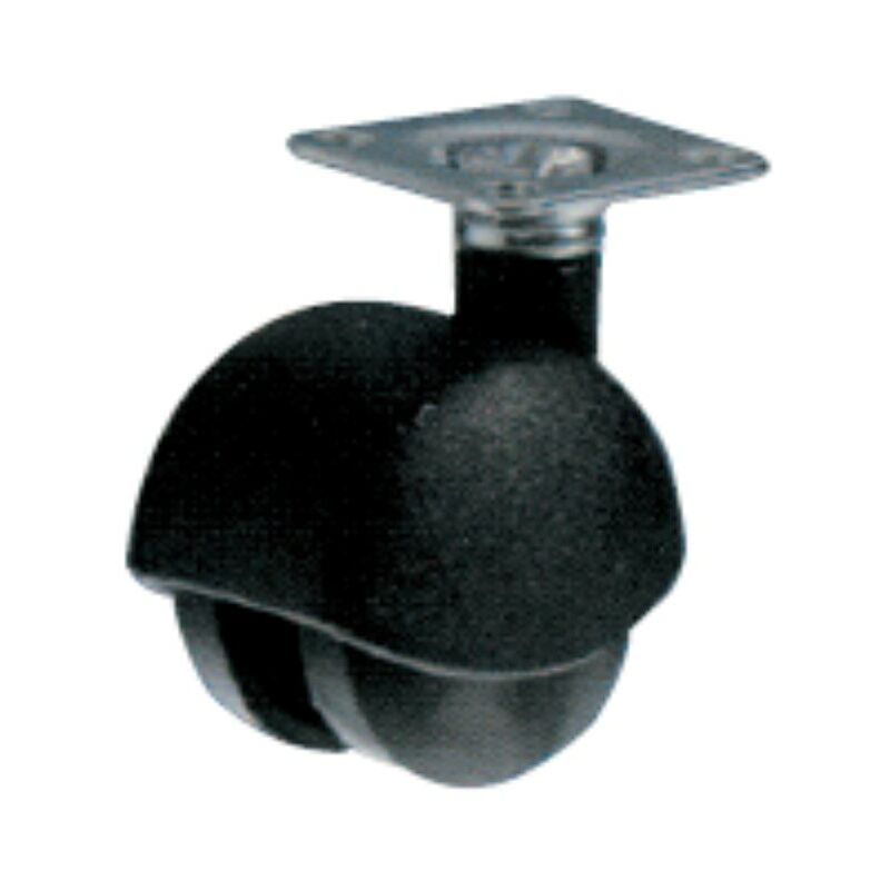 Image of 2 ruote doppie per mobilio materiale plastico nero con piastrina - kg 20 - ø 45 - Oreca