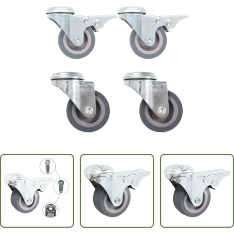 Ruote per carrelli -  Ruote Girevoli con Foro per Bulloni 4 pz 50 mm