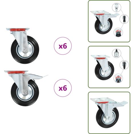 Ruote per carrelli - vidaXL Ruote Girevoli 12 pz 160 mm - Ruote per tavoli