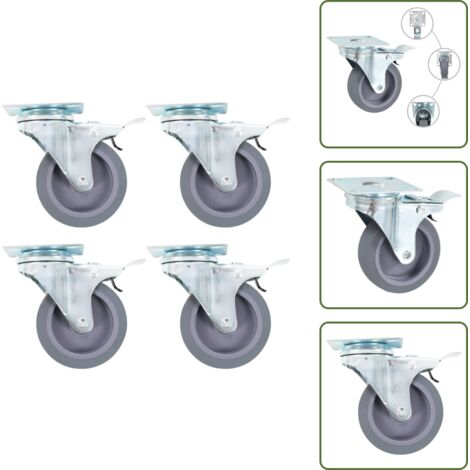 Ruote per carrelli - vidaXL Ruote Girevoli con Doppio Freno 4 pz 75 mm - Ruote per tavoli