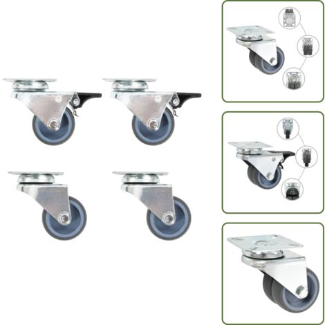 Ruote per carrelli - vidaXL Ruote Girevoli Gemellate 4 pz 50 mm - Ruote per tavoli