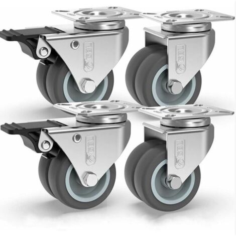 Ruote per mobili Ulisem 4, ruote girevoli da 50 mm con freno e senza freno, ruota per spostare mobili, gambe per mobili, ruota e rotelle per mobili