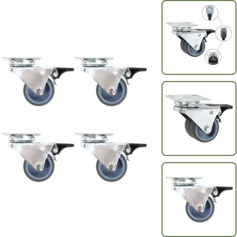 Ruote per mobili - vidaXL Ruote Girevoli Gemellate con Doppio Freno 4 pz 50 mm - Ruote per carrelli