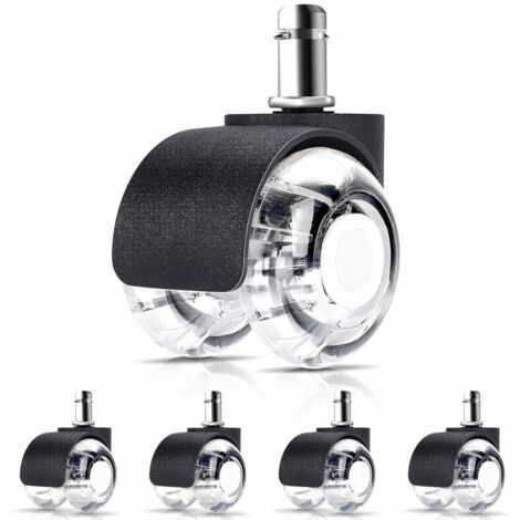 Ruote per sedia da ufficio GABRIELLE 11 x 22 mm - Adatte a tutti i pavimenti - Rotazione silenziosa a 360°, resistenti all'abrasione su pavimenti duri e tappeti - Ruote girevoli universali
