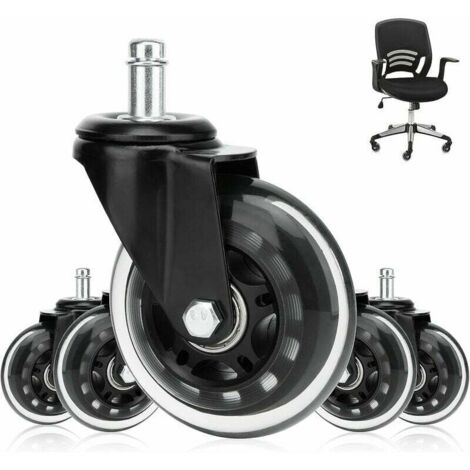 Ruote per sedia da ufficio silenziose, confezione da 5 ruote per sedia da ufficio con rotazione a 360°, ruote girevoli universali da 11 mm x 22 mm, resistenti al rotolamento e all'abrasione