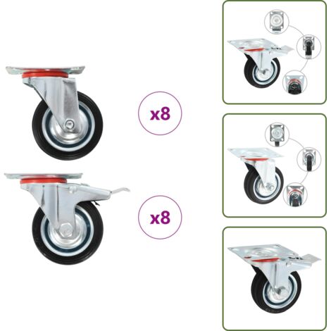 Ruote per tavoli - vidaXL Ruote Girevoli 16 pz 75 mm - Ruote per scaffali