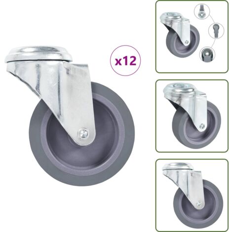 Ruote per tavoli - vidaXL Ruote Girevoli con Foro per Bullone 12 pz 75 mm - Ruote per scaffali
