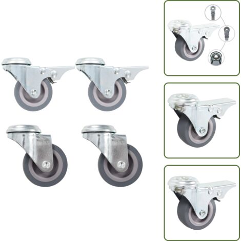 Ruote per tavoli - vidaXL Ruote Girevoli con Foro per Bulloni 4 pz 50 mm - Ruote per scaffali