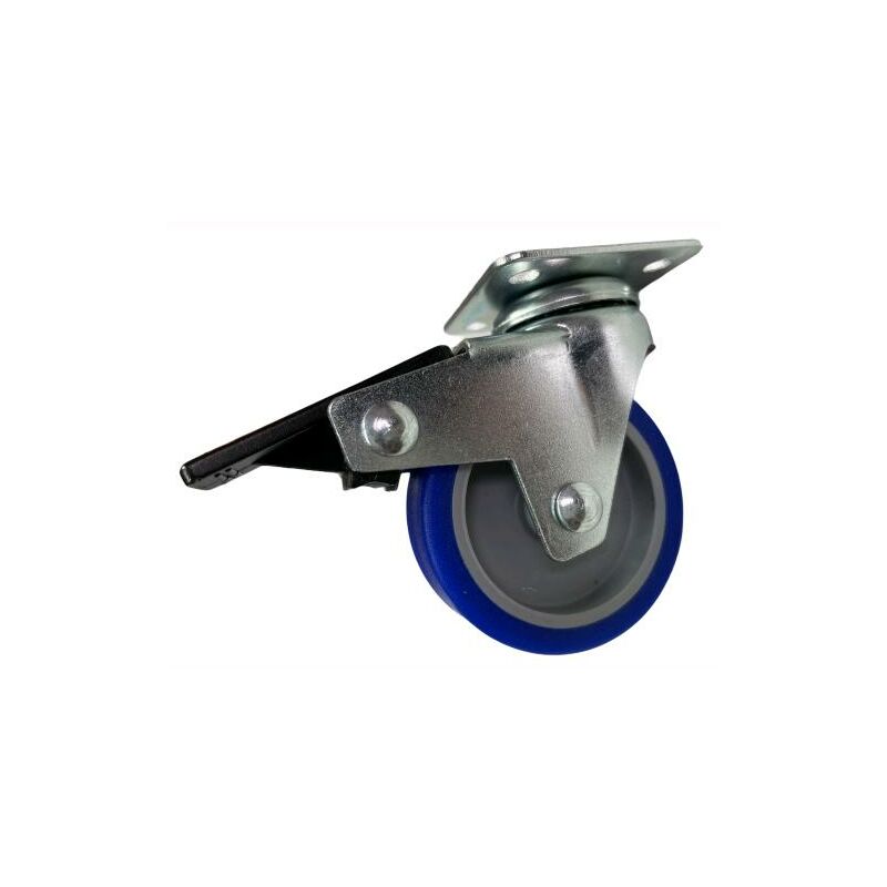 Image of Ruote piroettanti per mobili rotelle Girevoli con Piastra per Carrelli 50 mm Con Freno blu