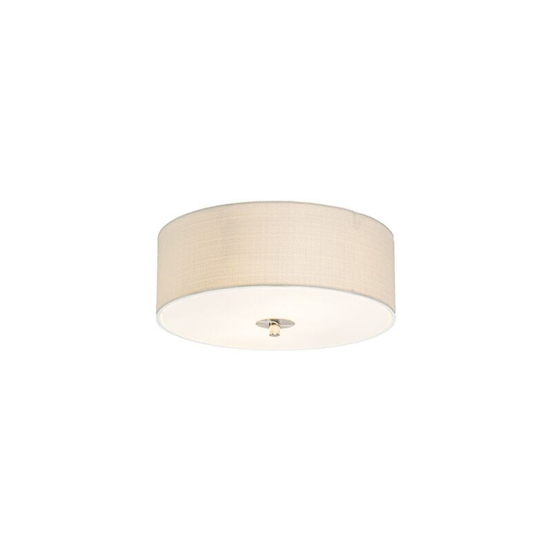 Country Ceiling Lamp 30cm Off-White - Drum Jute