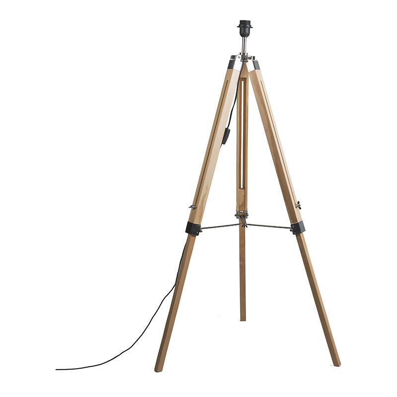 Rustic Floor Lamp Wood Without Lampshade - Tripod