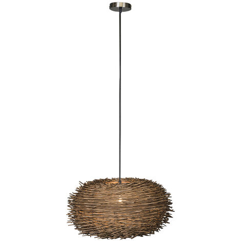 QAZQA Rural hanging lamp brown rattan - Hatch 45