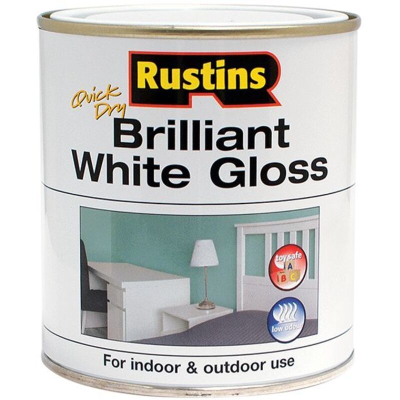 Quick Dry Brilliant White Gloss 1 Litre - Rustins