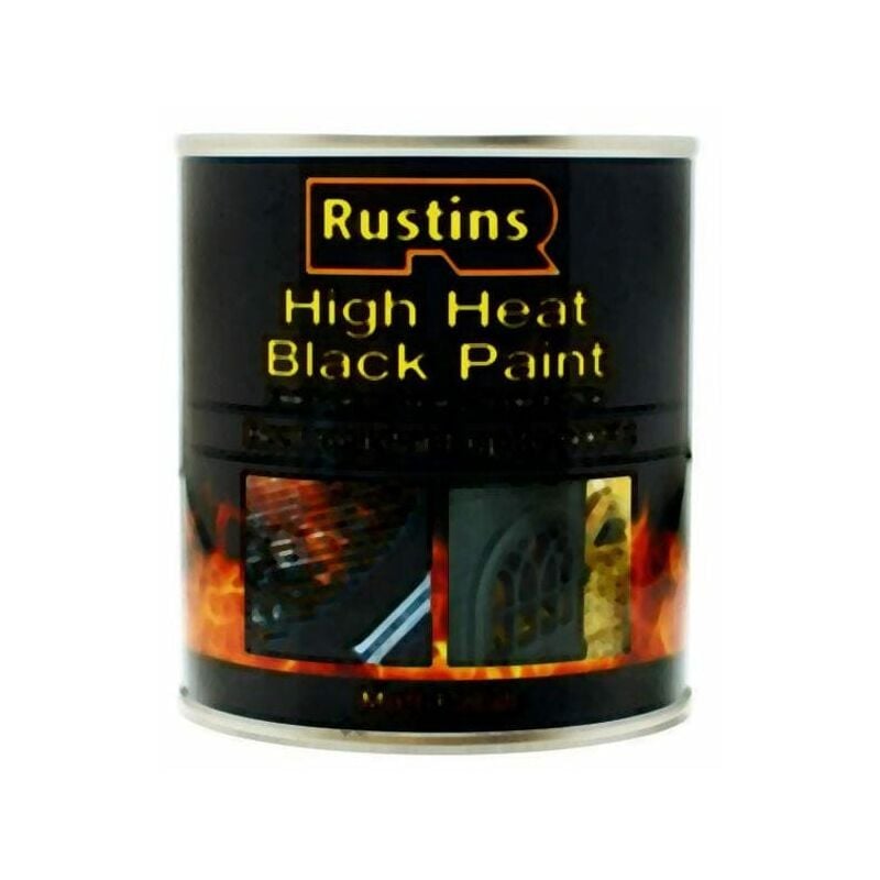 Rustins - HRBL250 High Heat Paint 600°C Black 250ml RUSH600BP250