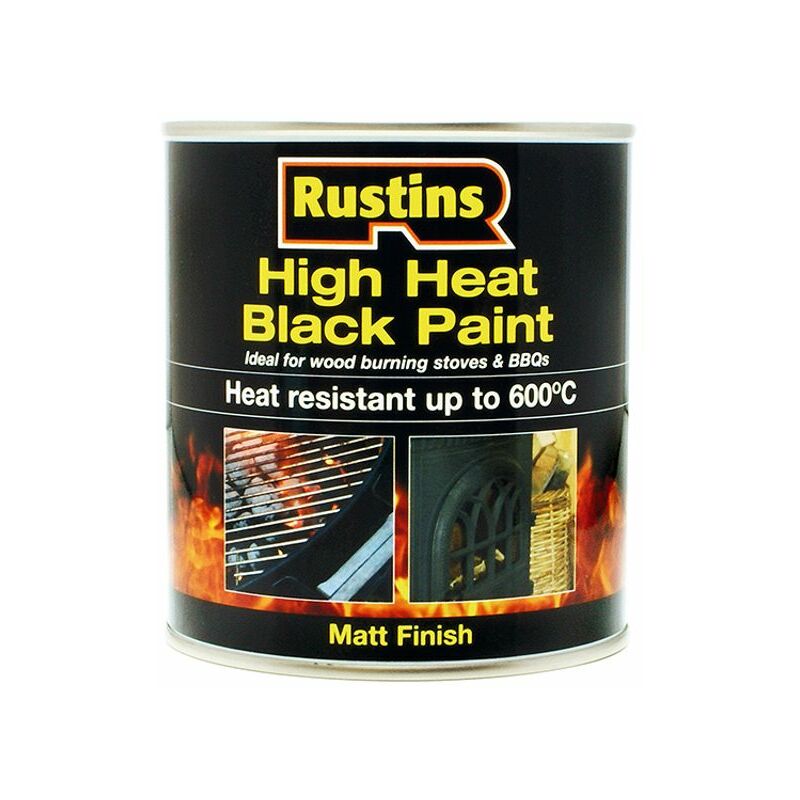 Rustins - High Heat Paint 600C Black 500ml RUSH600BP500 - Black