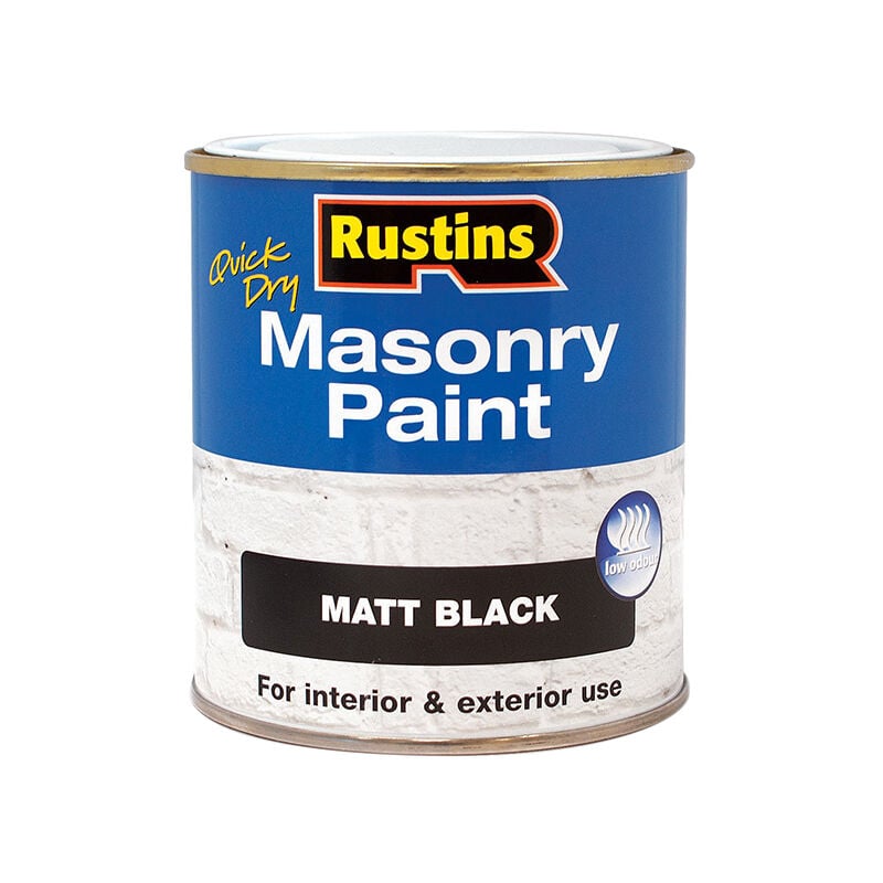 Rustins - Quick Dry Masonry Paint Matt Black 500ml RUSMASPB500 - Black