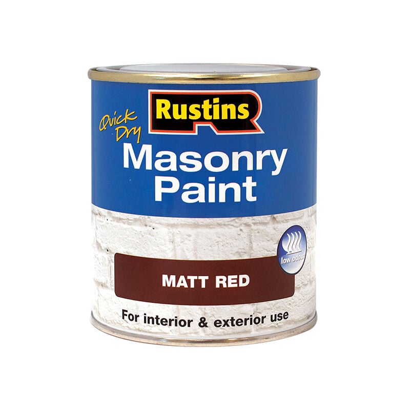 Rustins - Quick Dry Masonry Paint Matt Red 500ml RUSMASPR500 - Red