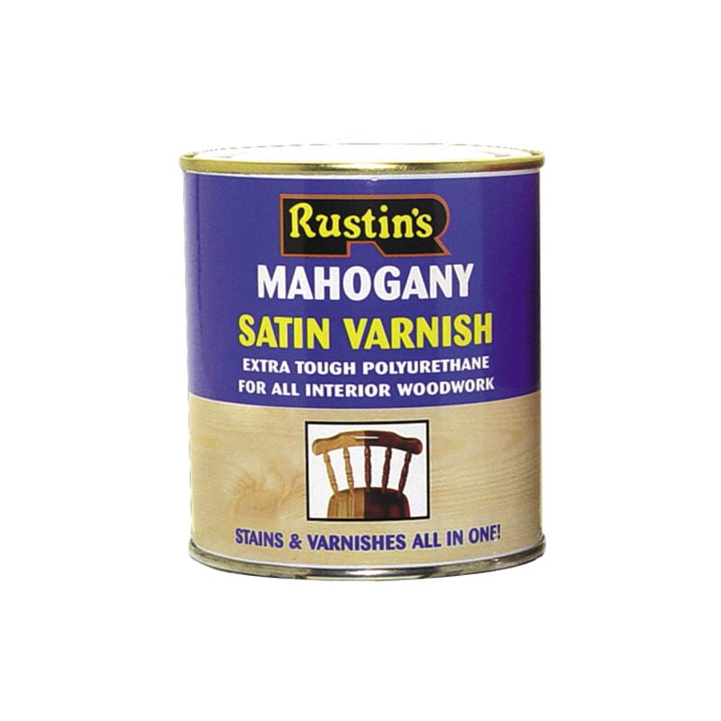 Rustins POSM500 Polyurethane Varnish & Stain Satin Mahogany 500ml RUSPVSM500