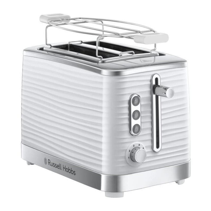 24370-56 Toaster Grille Pain xl Inspire, Controle Brunissage, Decongele, Rechauffe, Chauffe Viennoiserie - Blanc - Russell Hobbs