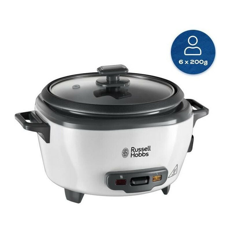 Russell Hobbs - 27030-56 - Cuiseur Riz - 1200g - 300W - Panier Vapeur - Maintien au Chaud - Bol Antiadhesif Amovible - Noir et bla