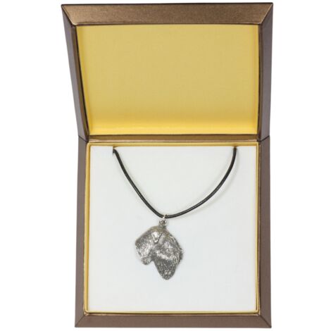Russischer Schwarzer Terrier - Halskette mit Hund in Geschenkbox, versilbertes Medaillon für Hundefans, eindrucksvoller Anhänger von Art-Dog