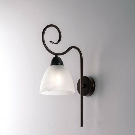 Rust Black Eisen Wandleuchte Alabaster White Glasschirm ein Licht 22x h38 cm