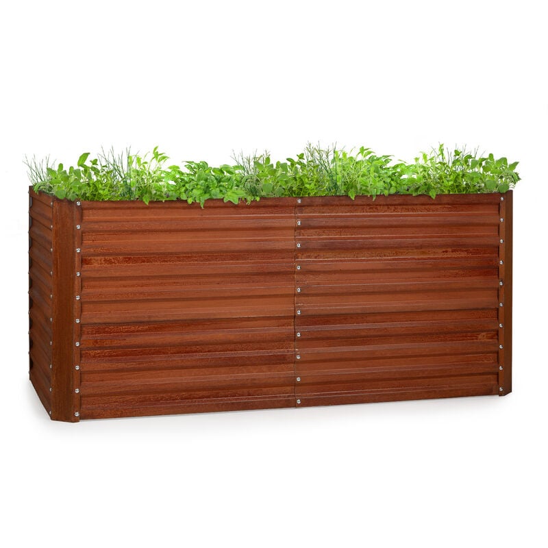Rust Grow - potager de jardin surélevé, tôle d'acier galvanisé, épaisseur du matériau : 0,6 mm, montage facile, finition rouille, 200 x 90 x 100 cm