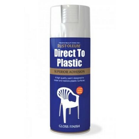 Rust-Oleum AE0030001E8 Direct To Plastic White Gloss Spray Paint 400ml
