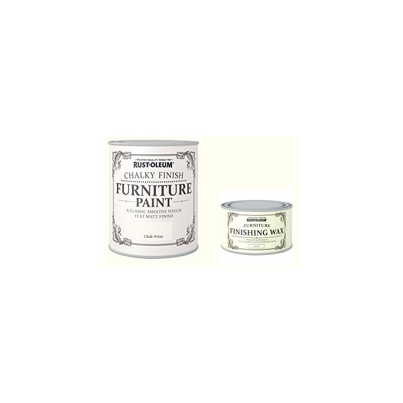 Chalky Furniture Paint Chalk White 750Ml Complete With Furniture Wax - Chalk White - Rust-Oleum