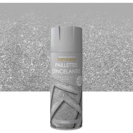 Rust-Oleum – Peinture aérosol paillettes argent brillant 400 ml – Finition métal – Rendement 1.6 m² – Application en une couche