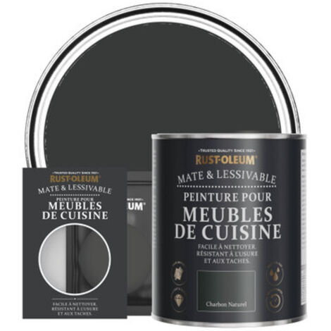 Rust-Oleum – Peinture meuble de cuisine 750ml – Finition mate charbon naturel – Résistante aux taches et déversements – Application facile sur bois et mélaminé