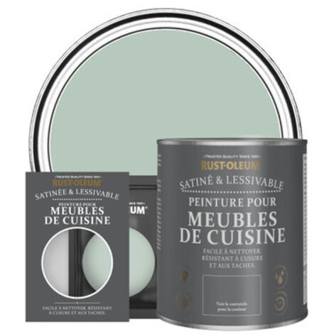 Rust-Oleum – Peinture meuble de cuisine satinée 750ml – Vert d'eau – Résistante aux taches et déversements – Application facile sur bois et mélaminé