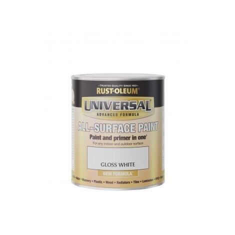 Rust-Oleum Universal All Surface Brush on Paint - Gloss - White - 750ml
