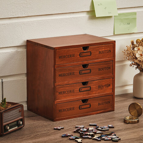 Rustic 4 Drawer Wooden Organizer Box