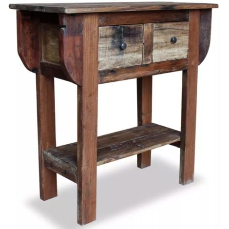 Reclaimed Solid Wood Desk Console Dressing Table with Drawer Industrial Style