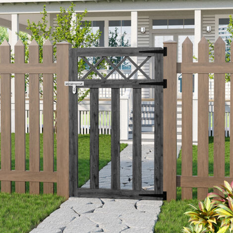 Rustic Cross Top Design Outdoor Wooden Pedestrian Gate Garden Entrance Door 76cm W x 120cm H