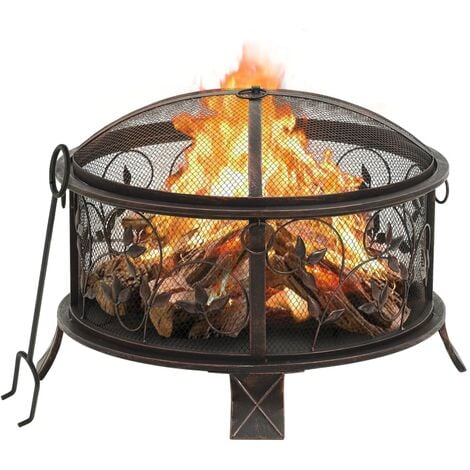 main image of "Rustic Fire Pit with Poker 67.5 cm XXL Steel23982-Serial number"