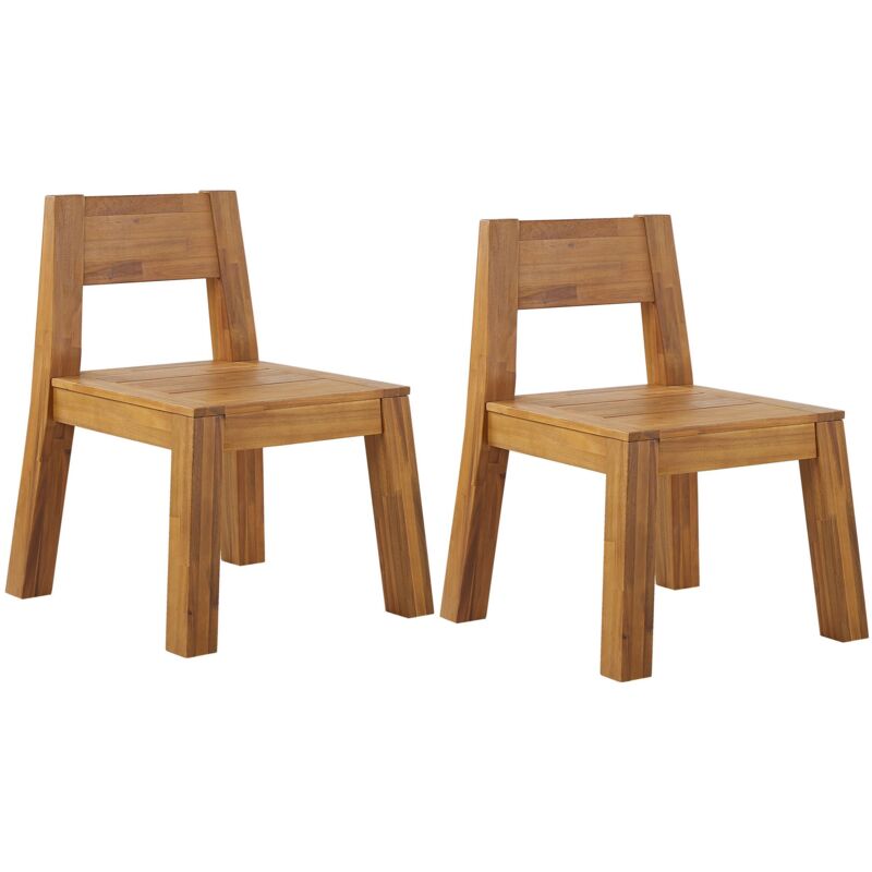 Beliani Set Of 2 Garden Chairs Livorno Acacia Wood Brown