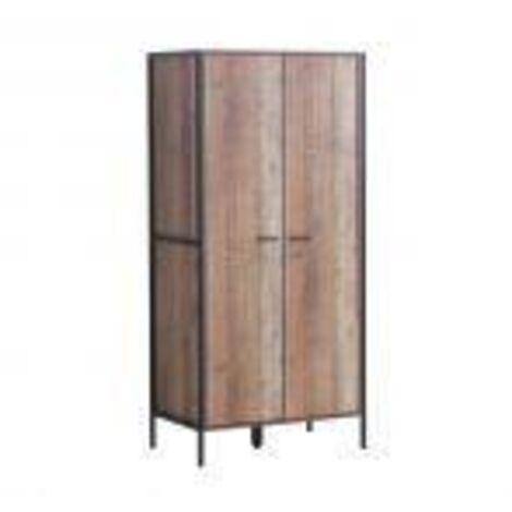 Rustic Oak 2 Door Wardrobes Industrial Style Oak Black Metal Frames