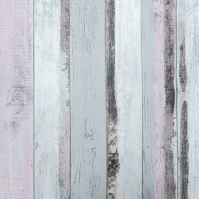 Wdwallpaper - Rustic Paint Wood Grain Panel Effect Grey Blush Pink Wallpaper Cabin Wood Plank - Pink, Beige, Grey