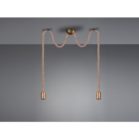 Rustikale Affenschaukel Lampe ROPE 2-flammig aus Hanfseil, Höhe 150cm