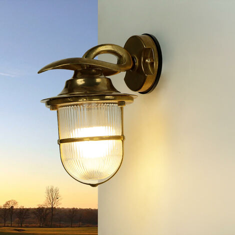 Rustikale Außenwandlampe aus Echt-Messing KORFU