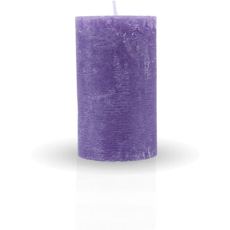 HS CANDLE Lila Ø7cm x 12cm - vers. Farben / Größen - lang Brenndauer Antik Kerze, Duftfreie Altarkerze - Dekokerze