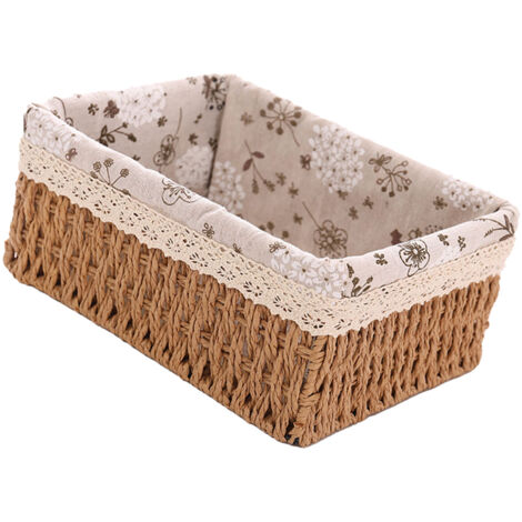 Rustikaler Aufbewahrungskorb aus Faserstoff – Handgefertigter Organizer-Korb fürs Büro  Mittlere Größe 22 x 16 x 10 cm  Khaki  300 g
