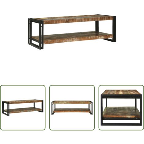 Rustikaler Couchtisch -  Couchtisch Mehrfarbig Massives upgecyceltes Holz