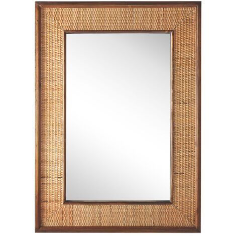 Rustikaler Wandspiegel rechteckig Rahmen aus Holz hellbraun 54 x 74 cm Iguala - Heller Holzfarbton