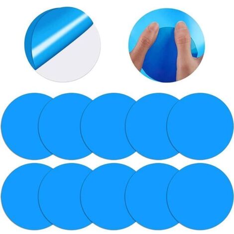 Rustines pour Piscine - Kit de Réparation Auto-adhésif - Blanc - 10 pièces - 2,95 pouces de diamètre - PVC